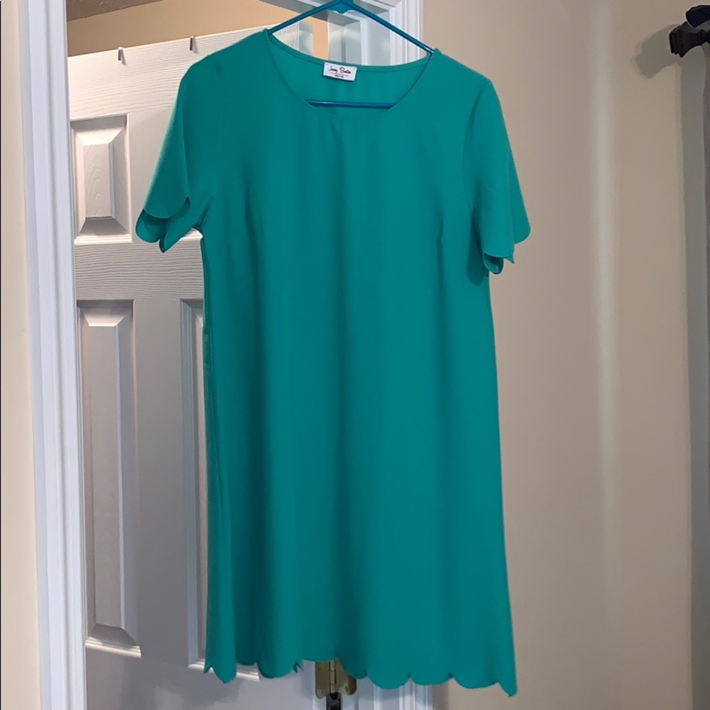 Kelly Green scalloped mini dress